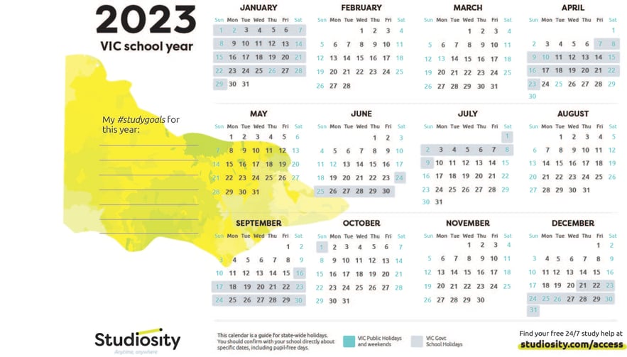 School terms and public holiday dates for VIC in 2023 | Studiosity